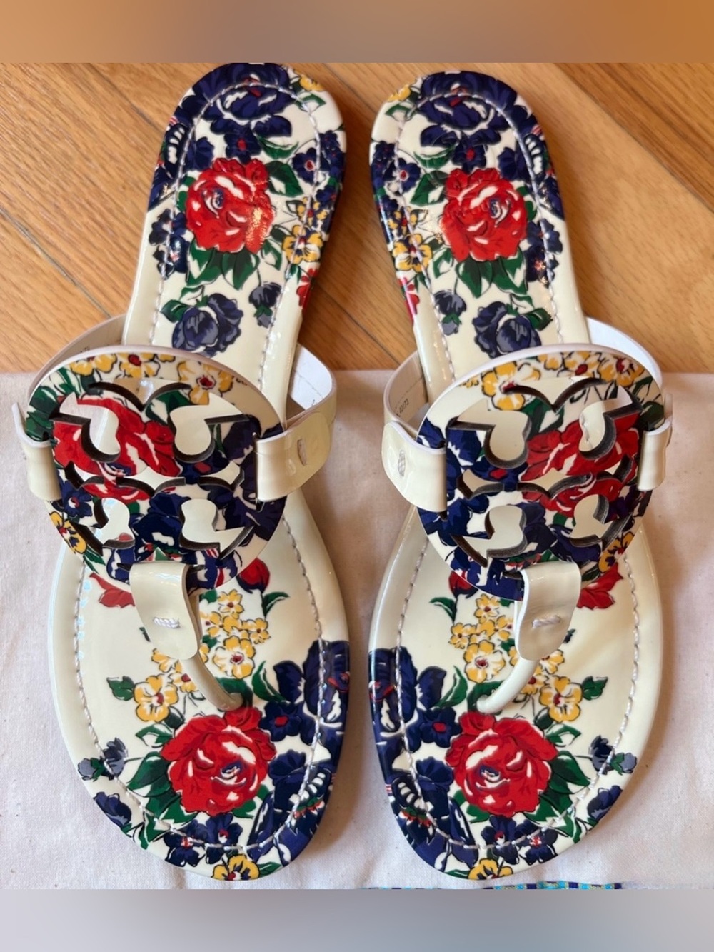 Tory Burch Miller Floral Patent Leather Sandals